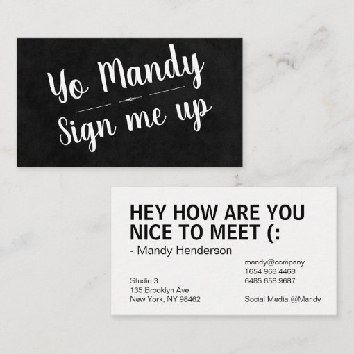 Sign Me Up Business Card Zazzle