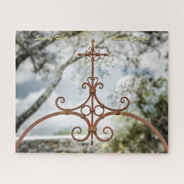 Sign of Faith, Mission Espada, San Antonio, Texas Jigsaw Puzzle (Horizontal)