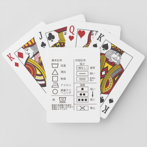 Sign of laundry indication bicycle playing cards