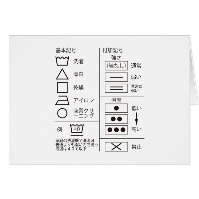 Sign of laundry indication cards (Front Horizontal)