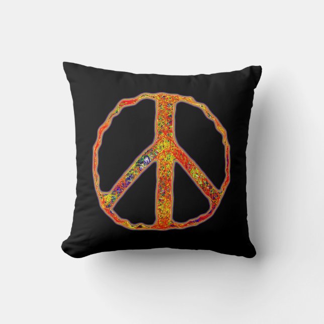 Sign of Peace ~ Psychedelic Throw Pillow (Front)