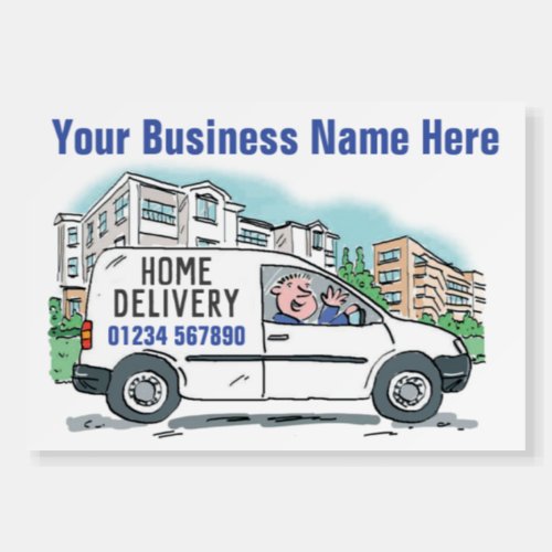 Sign Offering Home Delivery _ White Van Sign