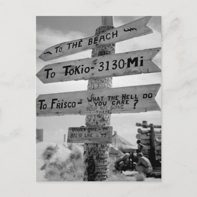 Sign on Tarawa illustrates Marine humor_War Image Postcard (Front)
