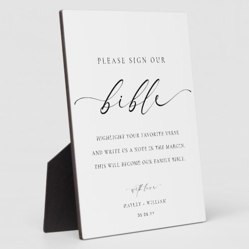 Sign Our Bible Wedding Guest Book Plaque