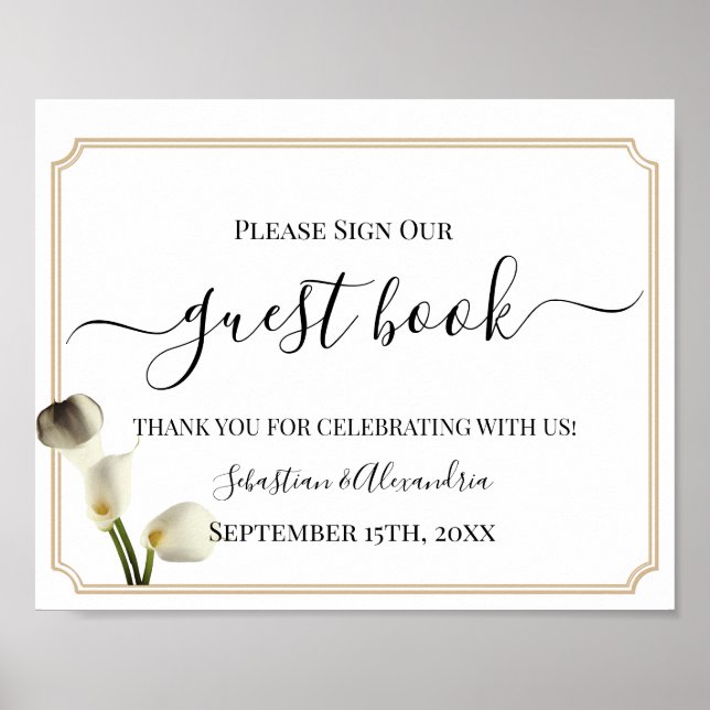 Sign our Guest Book Greenery Wedding Sign (Front)