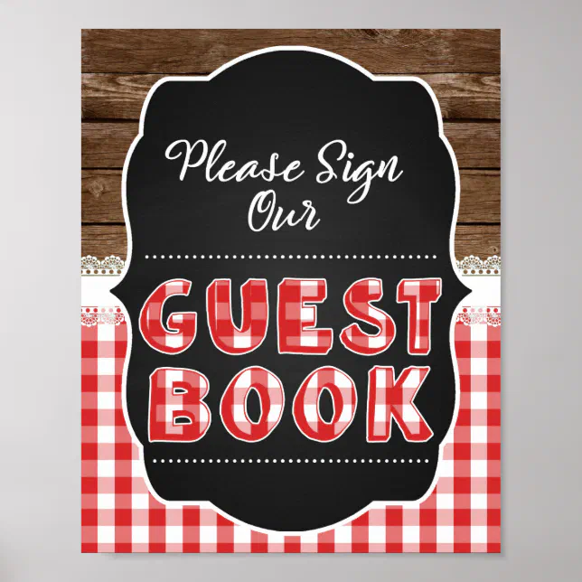 Sign our Guest Book Sign #2 - Red Baby Q | Zazzle