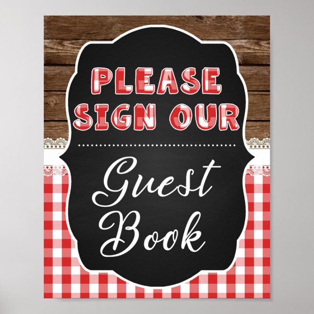Sign our Guest Book Sign - Red Baby Q (Front)