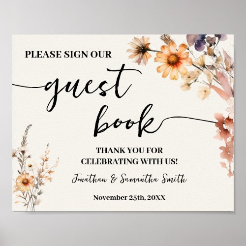 Sign Our Guest Book Wedding Autumn Wildflowers