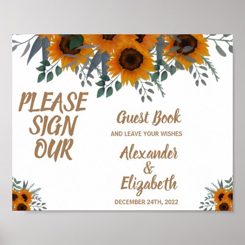 Sign our Guest Book Wedding Sunflowers Greenery