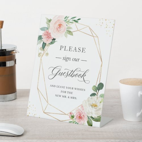 Sign Our Guestbook Classy Blush Pink Floral Frame