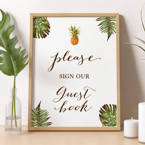 Sign Our Guestbook  Tropical Leaves Pineapple