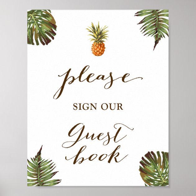 Sign Our Guestbook | Tropical Leaves Pineapple