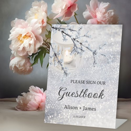 Sign Our Guestbook Wedding Table Pedestal Sign