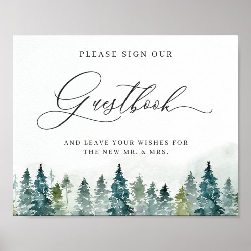 Sign Our Guestbook Winter Forest Pine Trees