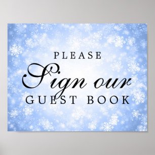 Sign Our Wedding Guestbook Blue Winter Wonderland