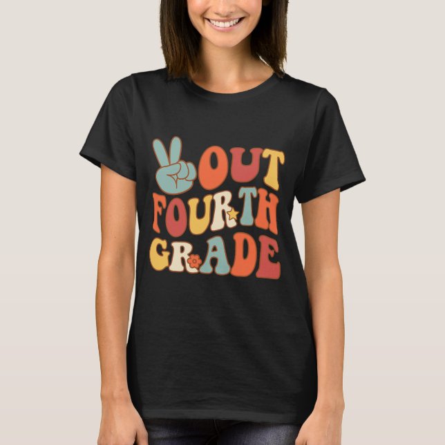 Sign Out Fourth Grade Groovy Last Day School 4th G T-Shirt (Front)