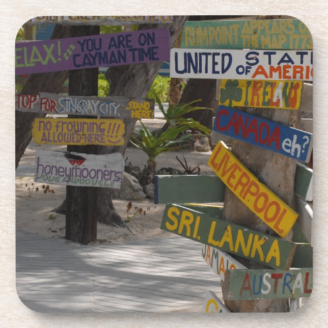 Sign Post Rum Point Grand Cayman Beverage Coaster (Front)