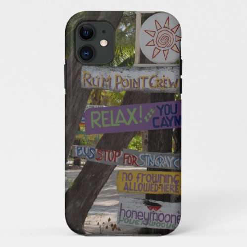 Sign post Rum Point Grand Cayman iPhone 11 Case