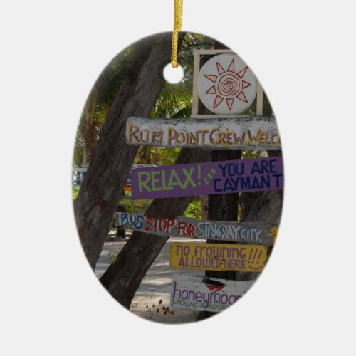 Sign post Rum Point Grand Cayman Ceramic Ornament