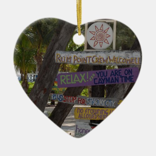 Sign post Rum Point Grand Cayman Ceramic Ornament