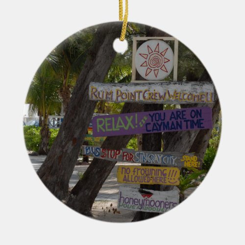 Sign post Rum Point Grand Cayman Ceramic Ornament