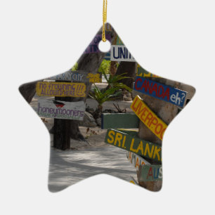 Sign Post Rum Point Grand Cayman Ceramic Ornament