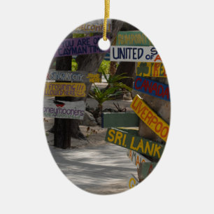 Sign Post Rum Point Grand Cayman Ceramic Ornament