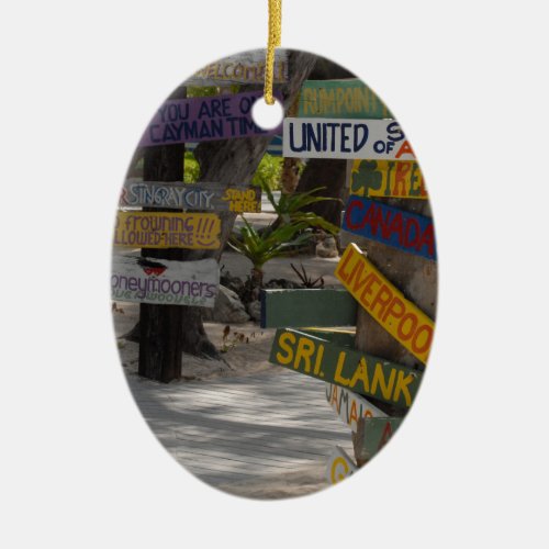 Sign Post Rum Point Grand Cayman Ceramic Ornament