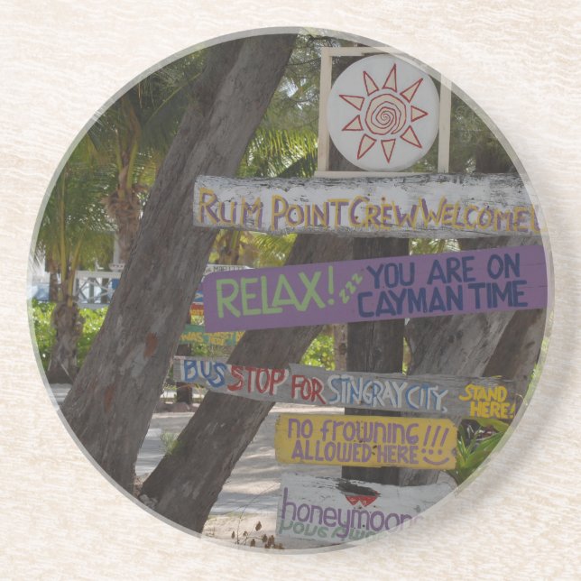 Sign post Rum Point Grand Cayman Drink Coaster (Front)