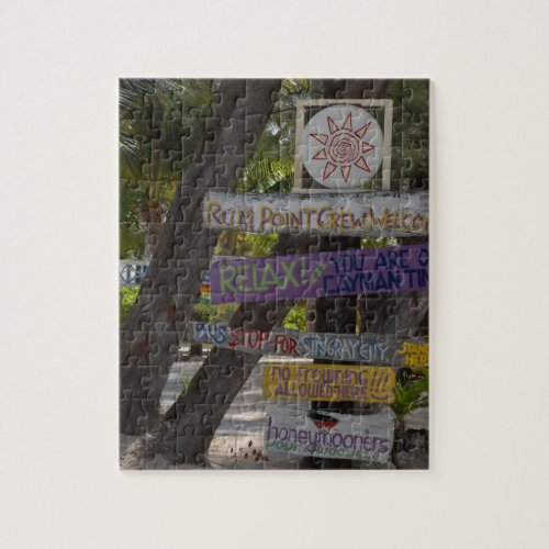 Sign post Rum Point Grand Cayman Jigsaw Puzzle