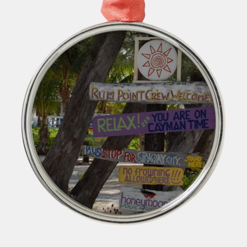 Sign post Rum Point Grand Cayman Metal Ornament