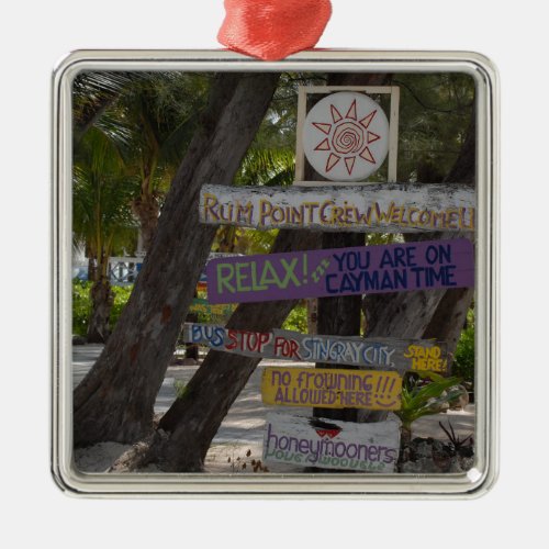 Sign post Rum Point Grand Cayman Metal Ornament