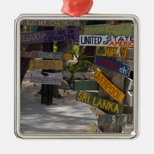 Sign Post Rum Point Grand Cayman Metal Ornament