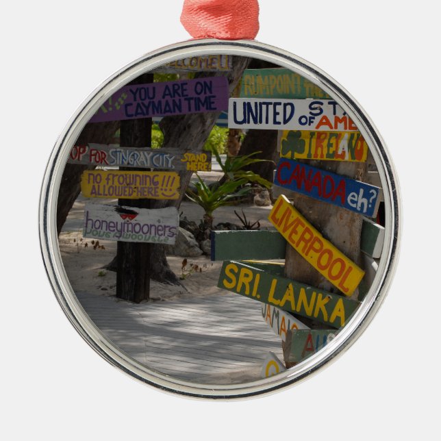 Sign Post Rum Point Grand Cayman Metal Ornament (Front)