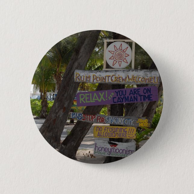 Sign post Rum Point Grand Cayman Pinback Button (Front)