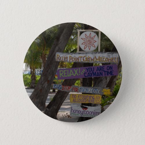 Sign post Rum Point Grand Cayman Pinback Button