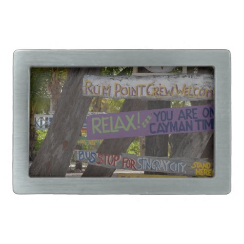 Sign post Rum Point Grand Cayman Rectangular Belt Buckle