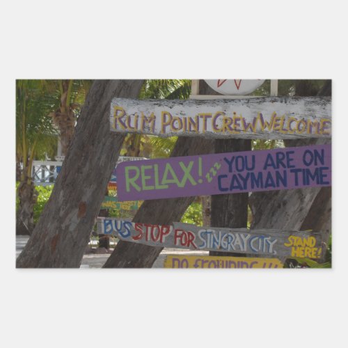 Sign post Rum Point Grand Cayman Rectangular Sticker