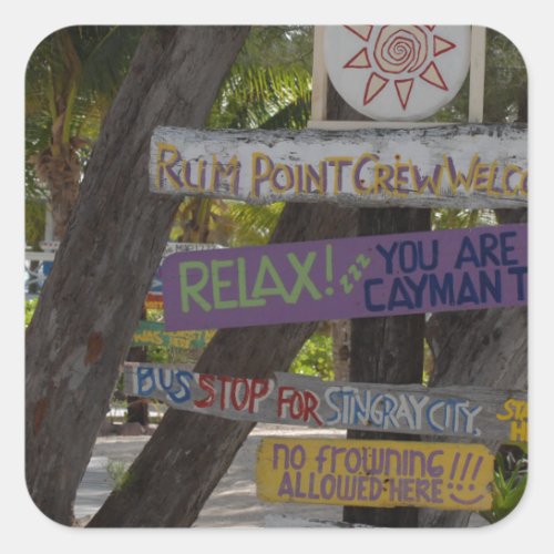 Sign post Rum Point Grand Cayman Square Sticker