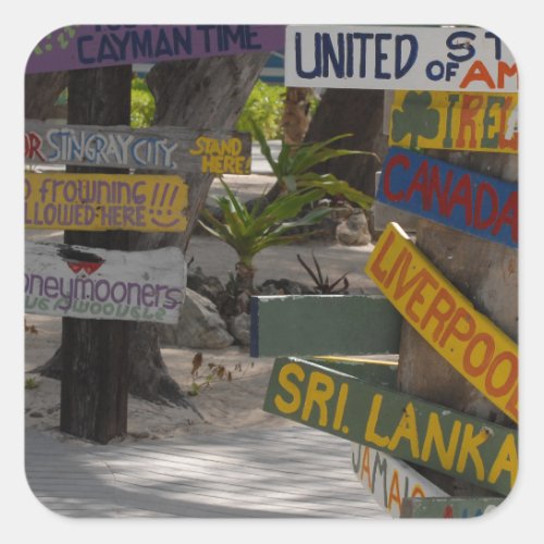 Sign Post Rum Point Grand Cayman Square Sticker
