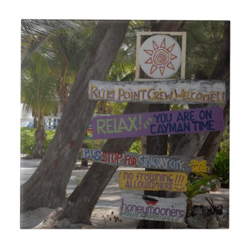 Sign post Rum Point Grand Cayman Tile
