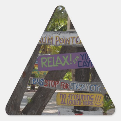 Sign post Rum Point Grand Cayman Triangle Sticker