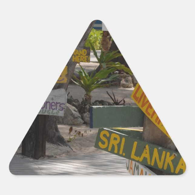 Sign Post Rum Point Grand Cayman Triangle Sticker (Front)