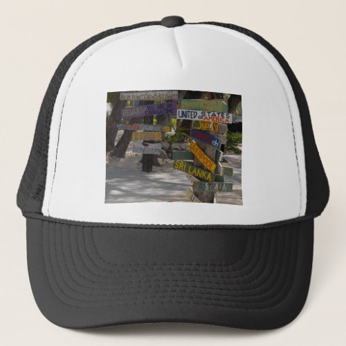 Sign Post Rum Point Grand Cayman Trucker Hat