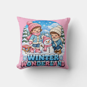 Sign Retro Kids Winter Wonderland Pillow