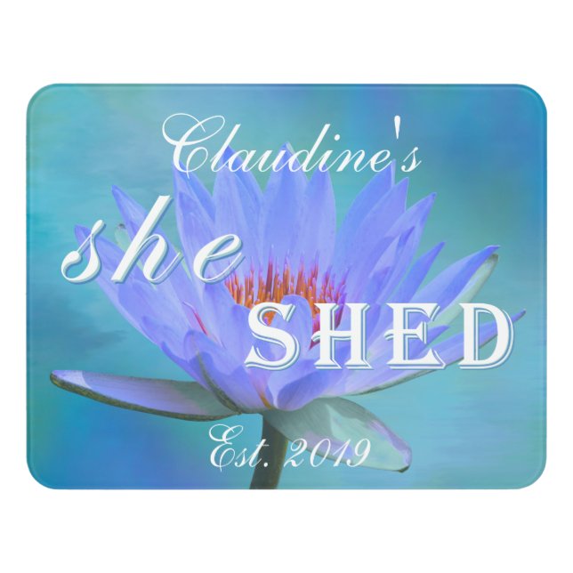 Sign She Shed Shades of Blue Water Lily Acrylic (Contemporary Front)