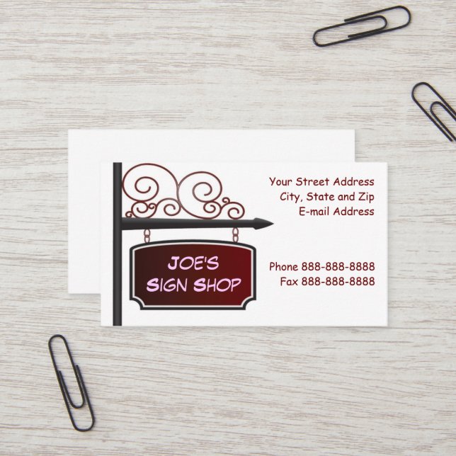 Sign Shop Real Estate Agent Business Card (Front/Back In Situ)