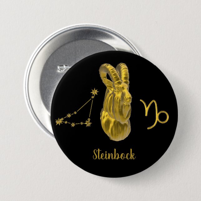 sign Steinbock, gold Button (Front & Back)