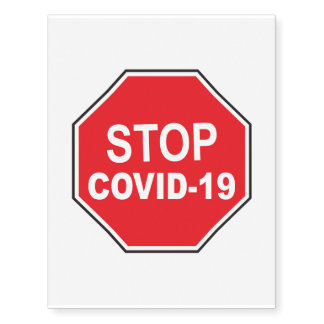 Sign - stop covid-19 temporary tattoos