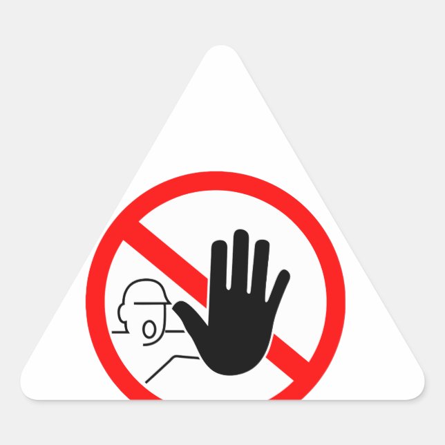 sign stop Trespassing hand Triangle Sticker (Front)